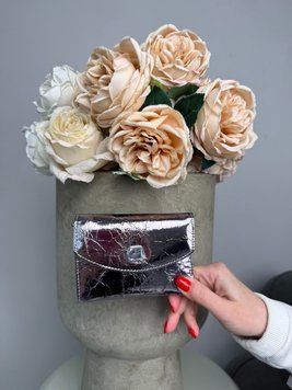 Кожаный женский кошелек Velina Fabbiano, 12&times;9 см, фактура "ломаная кожа" одно основное отделение для купюр, серебряный 7006 20 grey фото
