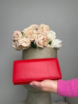 Женский кошелек Polina & Eiterou из натуральной кожи, красный, большой, 18,5&times;9 см, с серебристой фурнитурой, в подарочной коробке polina red фото