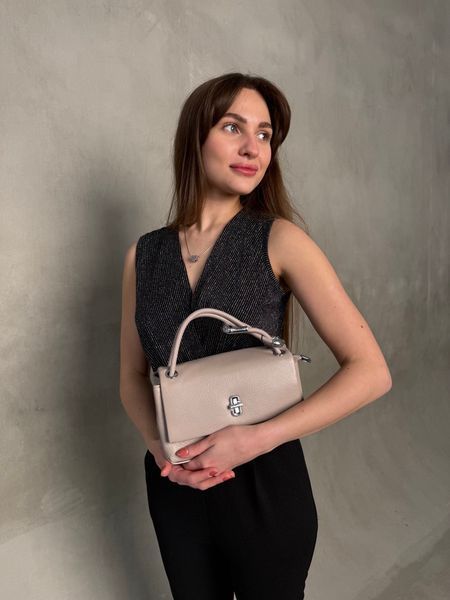 Сумка Polina & Eiterou з м&rsquo;якої шкіри, компактна та містка, дві ручки 22&times;12&times;11 см, бежева Y9258 -1 Apricot White фото