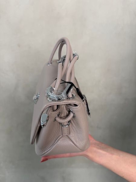 Сумка Polina & Eiterou з м&rsquo;якої шкіри, компактна та містка, дві ручки 22&times;12&times;11 см, бежева Y9258 -1 Apricot White фото