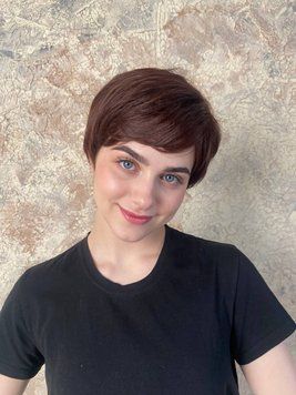 Парик женский короткий не объемный из термоволокна 6058 каштановый 1 6058 CXD812 33 фото