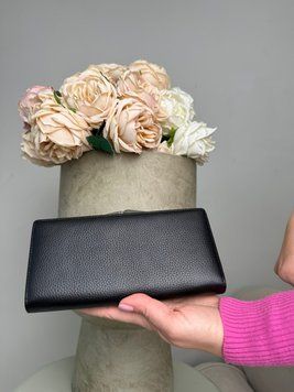 Женский кошелек Polina & Eiterou из натуральной кожи, черный, большой, 18,5&times;9 см, с серебристой фурнитурой, в подарочной коробке polina black фото