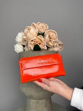 Женский кошелек Velina Fabbiano из натуральной кожи, лаковая кожа, оранжевый, 19х10 см 7004 55 orange фото