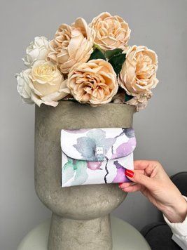 Кожаный женский кошелек Velina Fabbiano, 13&times;10 см, одно основное отделение, цветочный узор 7007 А2900 фото