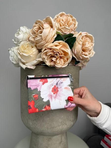 Кожаный женский кошелек Velina Fabbiano, 13&times;10 см, одно основное отделение, цветочный узор 7007 А2908 фото
