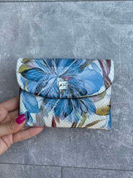 Кожаный женский кошелек Velina Fabbiano, 13&times;10 см, одно основное отделение для купюр, цветочный узор 7007 А2864 фото
