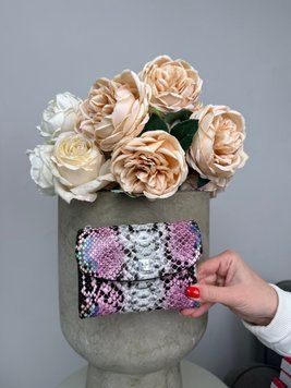 Кожаный женский кошелек Velina Fabbiano, 13&times;10 см, одно основное отделение для купюр, принт рептилия 7007 А2864 фото